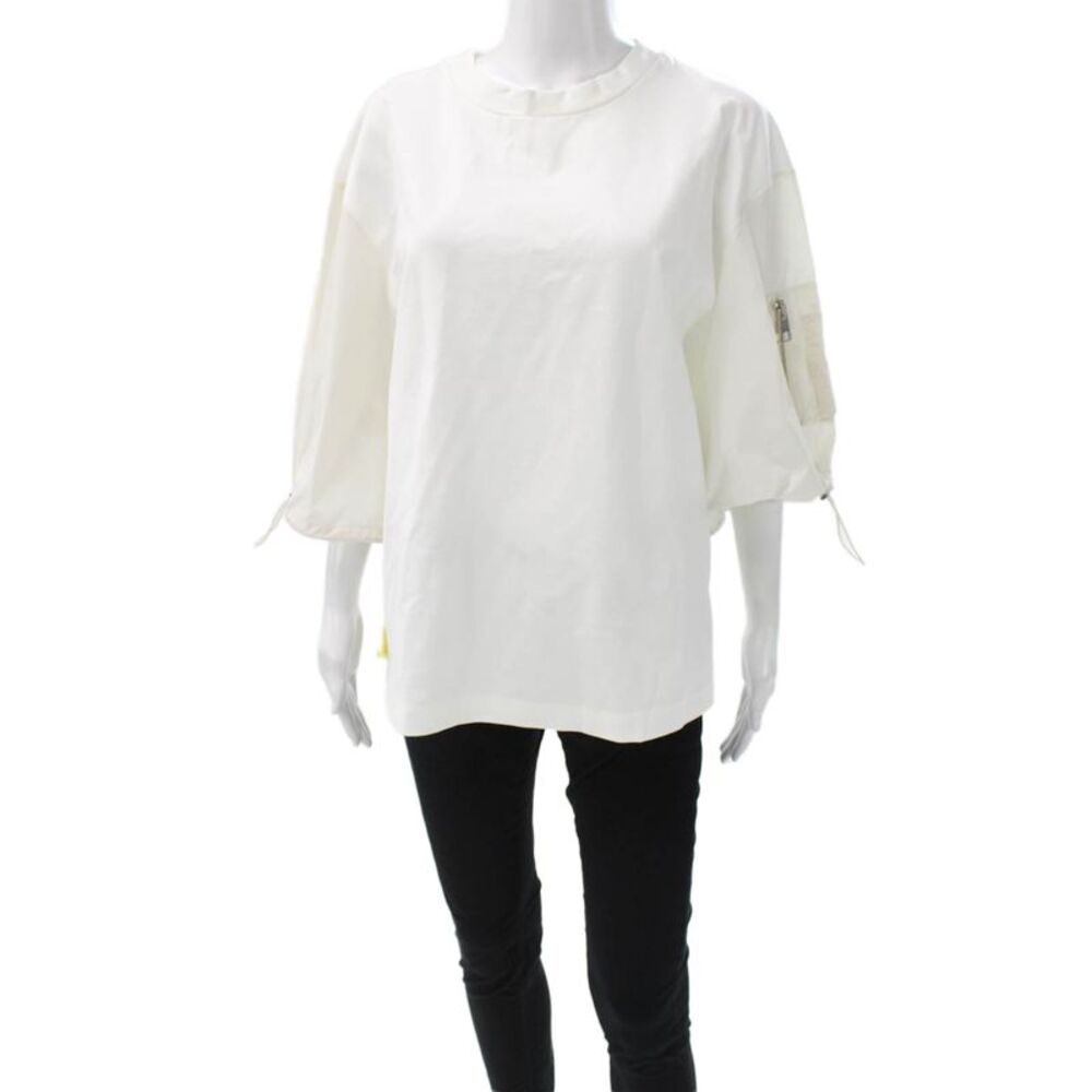 Meimeij Womens Basic T-Shirt White Cotton Crew Neck Short Sleeve Army Size 40